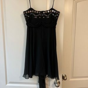 BCBGMAXAZRIA Strappy Sequin Little Black Dress / Size 2